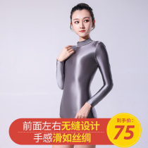 Long sleeve tights jumpsuit spandex swimsuit yoga gymnastics dance high brightness stretch quick drying chestless pad