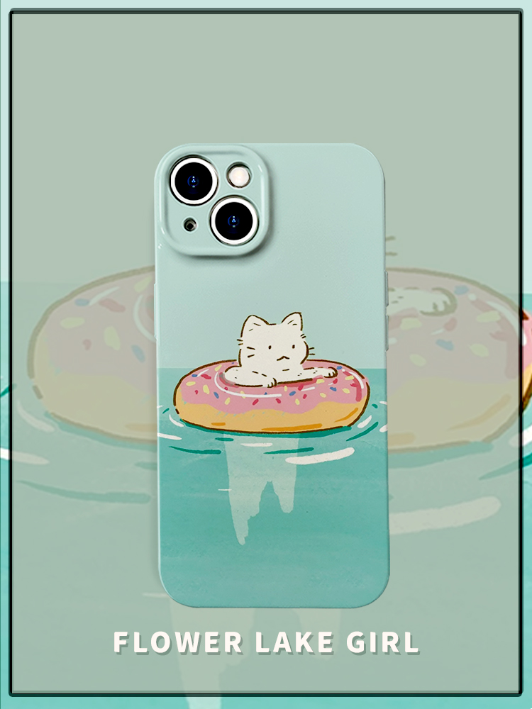 share~甜甜圈泳圈猫咪菲林适用iPhone15/14promax手机壳华为mate60小米14pro硬OPPOa58可爱IQOOneo9软vivoS18 - 图0