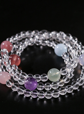 原创设计多宝白水晶能量手串手链