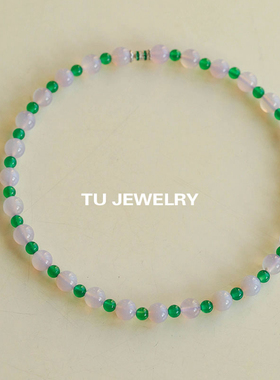 春带彩紫玉髓绿玛瑙项链手链耳环