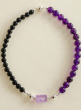 原创紫水晶黑玛瑙可拆卸项链手链