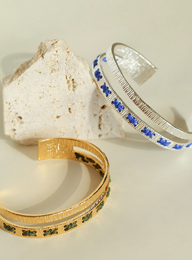 小众设计金属肌理感穿线手镯戒指