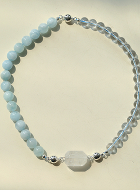 原创白水晶海蓝宝可拆项链手链