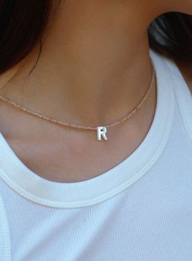 ins锆石链天然贝壳字母项链