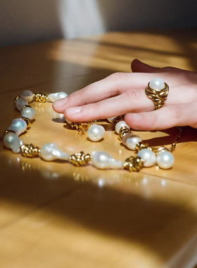 法式复古优雅轻奢天然珍珠戒指