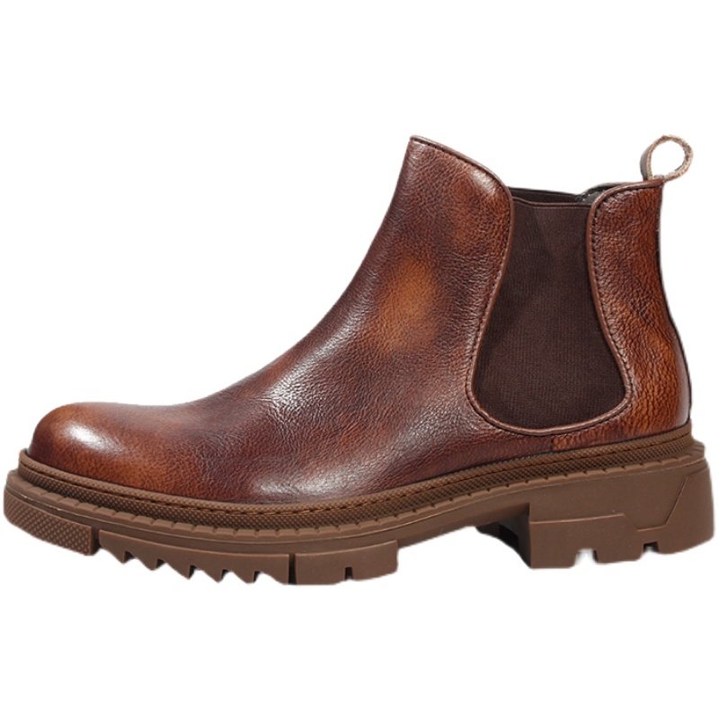 欧美切尔西靴男士头层牛皮英伦复古圆头马丁厚底增高套筒高帮鞋子,淘宝优惠券,粉丝福利购,淘宝优惠卷