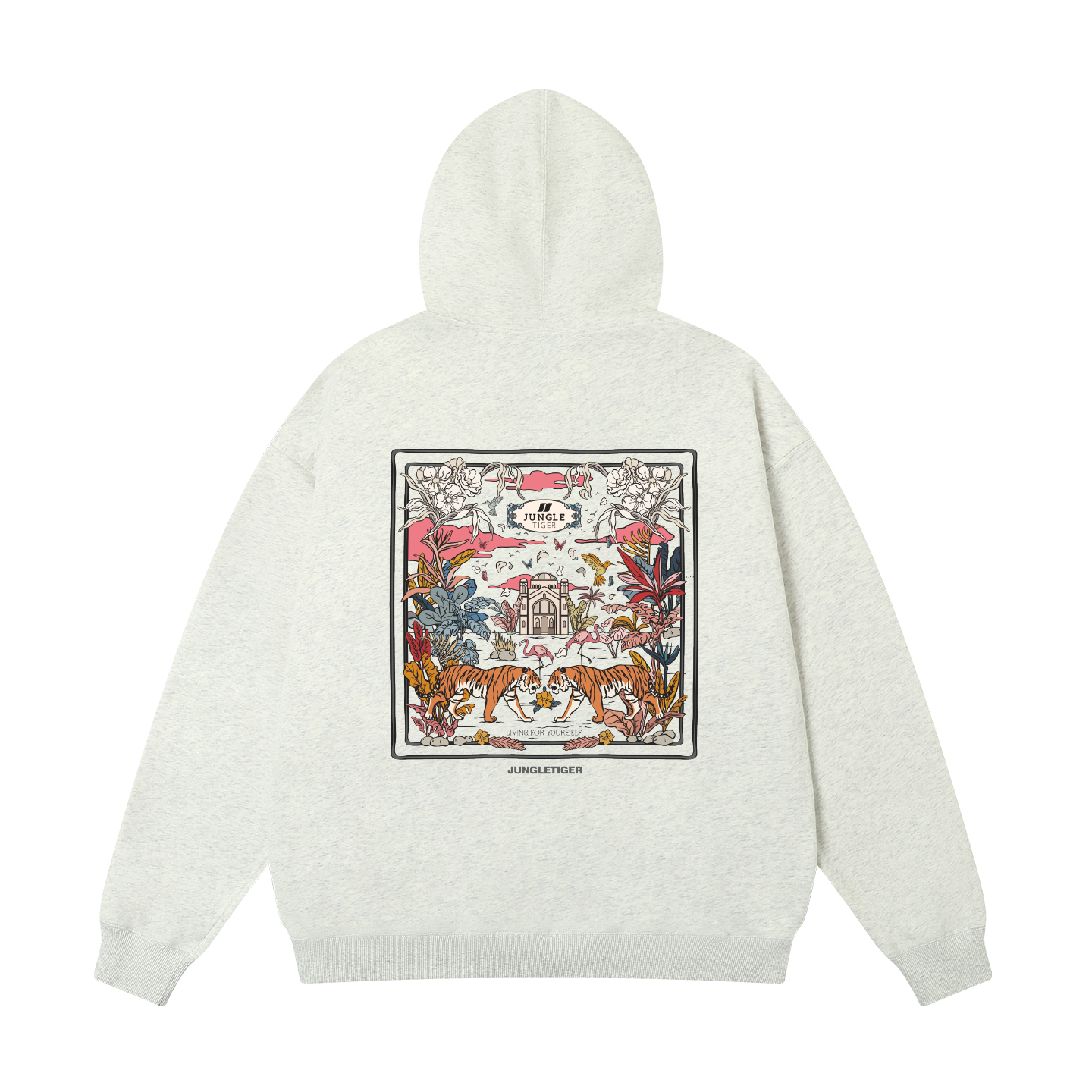 丛林老虎个性复古印花连帽卫衣男秋冬新款休闲420g重磅拉链外套女 - 图3