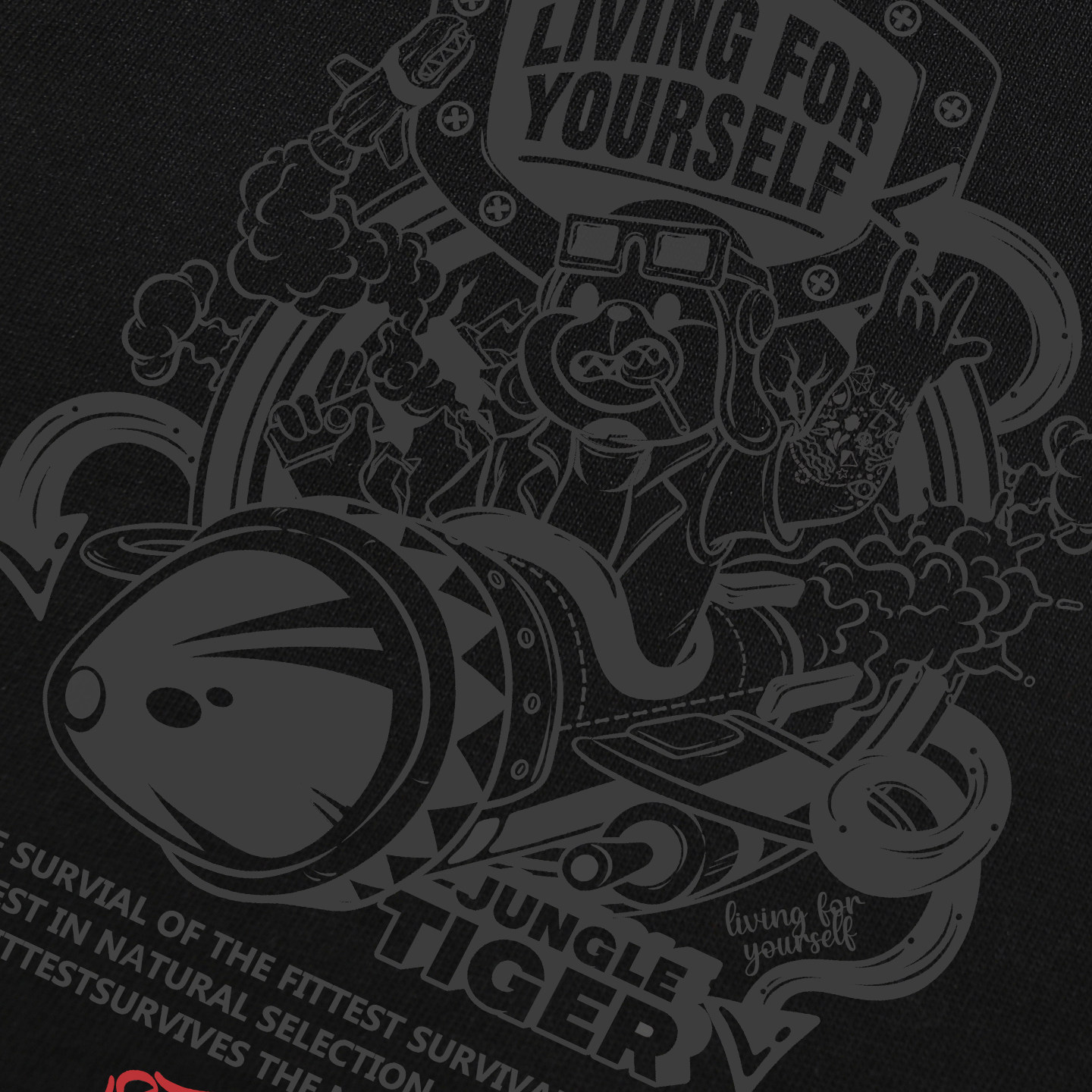 丛林老虎潮牌夏季新款美式潮流卡通印花男士短袖T恤男宽松休闲tee