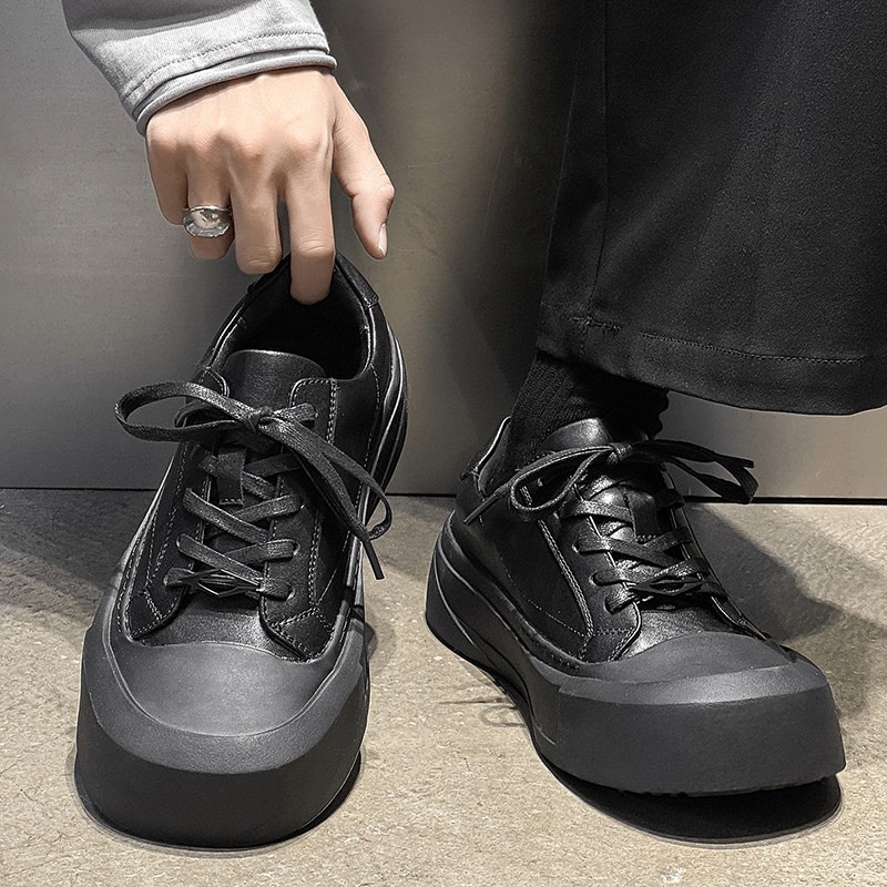 弧月弯刀板鞋男女厚底增高皮鞋情侣复古通勤大头德比鞋圆头德训鞋,淘宝优惠券,粉丝福利购,淘宝优惠卷