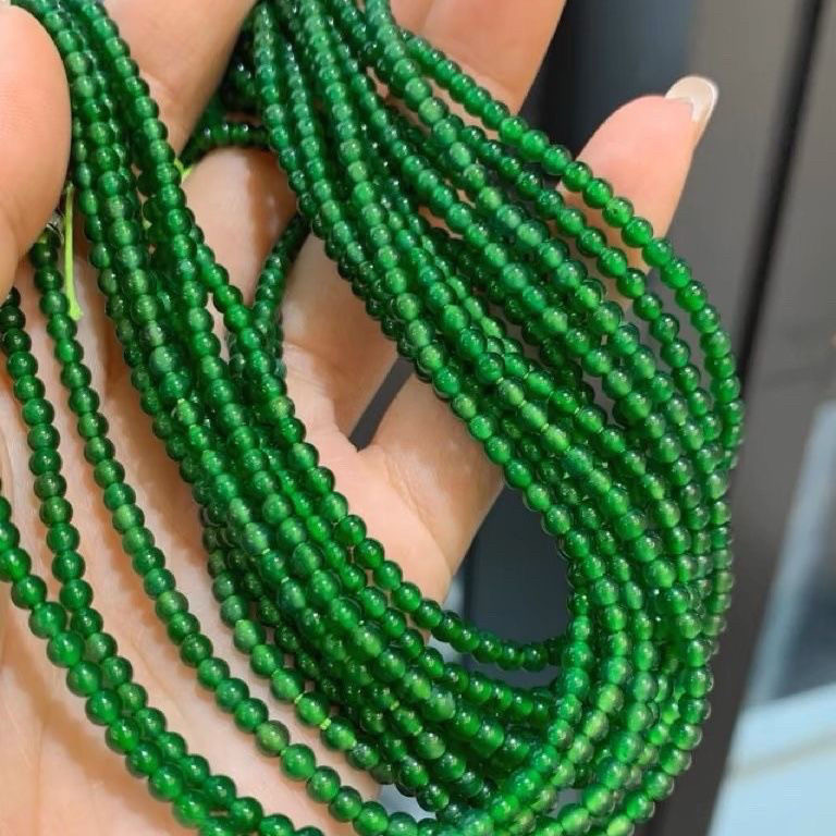 天然翡翠缅甸冰种正阳绿翡翠小米珠4m手链项链两用款满绿圆珠项链,淘宝优惠券,粉丝福利购,淘宝优惠卷