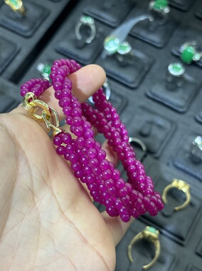 天然红刚玉麻花项链女款锁骨链轻奢小众设计感高级气质百搭颈链配