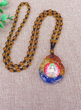 旅游热卖琉璃佛项链毛衣链