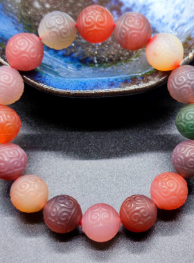 男女玛瑙民族风精雕手串糖果色