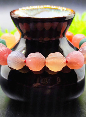 女盐源玛瑙民族风糖果色手串手工雕刻