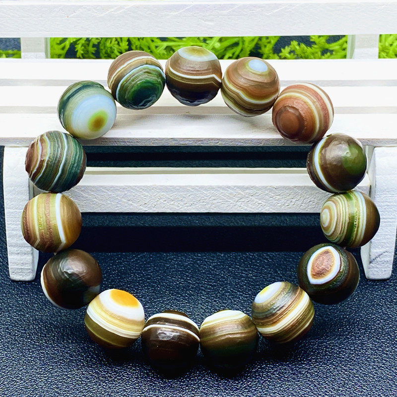 外蒙阿拉善玛瑙手串戈壁石眼睛石玛瑙手链葡萄干水晶原石女玉石男