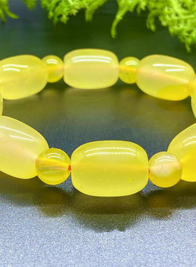 天然巴西黄玛瑙桶珠手链手串佛珠单圈男