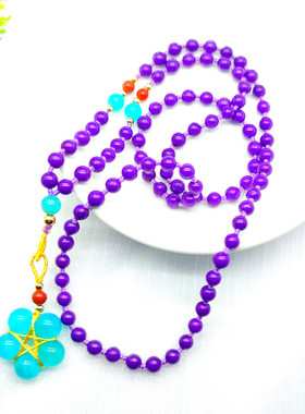 2025年新款天然紫云母毛衣链紫罗兰长款秋冬项链女