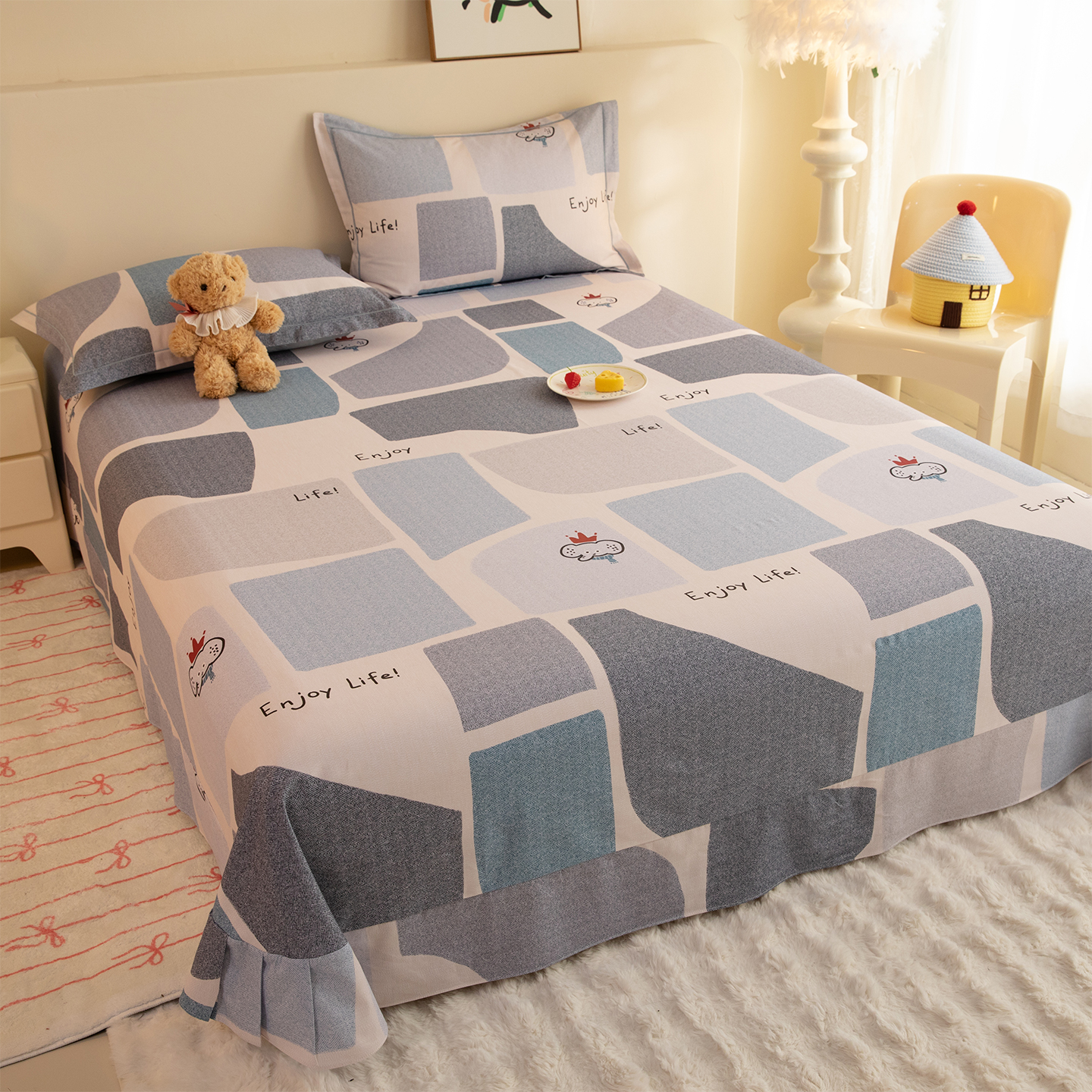 秋冬季ins简约100全棉加厚磨毛床单单件1.5m1.8米A类纯棉被单学生 - 图1