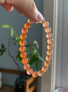 玉绾 南红冰红渐变手串 珠子卡8mm