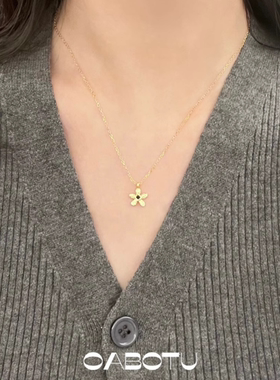 肌理感小花项链·S925纯银日常百搭高级感纹理设计花朵锁骨链