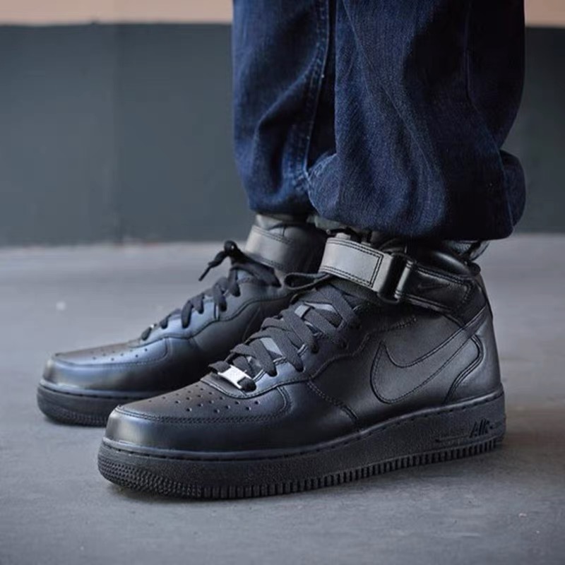 Nike Air Force 1 Mid 空军一号中邦纯白情侣休闲板鞋 315123-111 - 图2