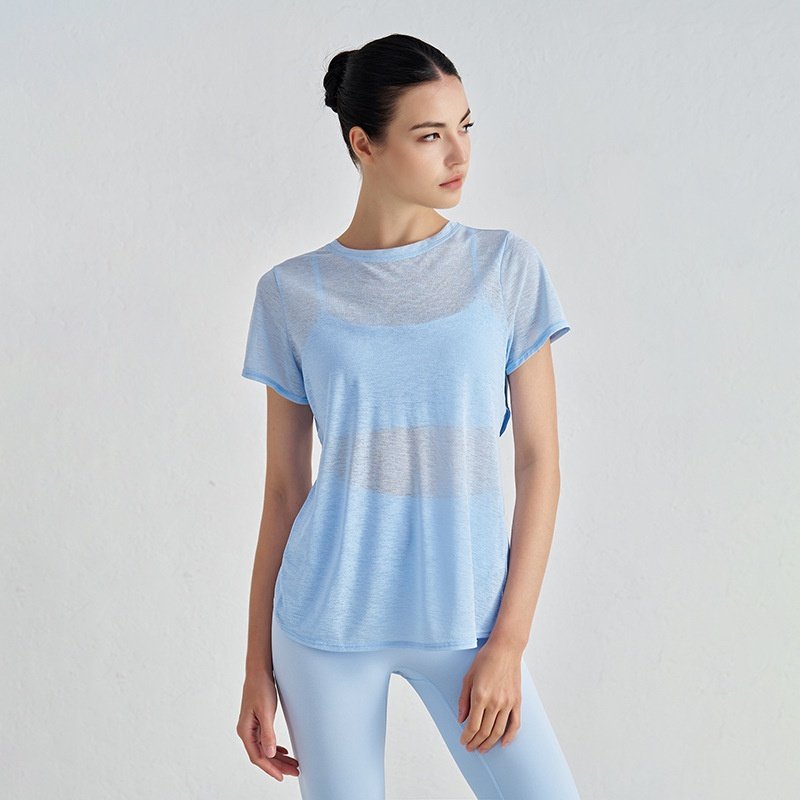 新竹节纱夏季健身短袖透气瑜伽T恤镂空美背运动上衣女瑜伽服圆领,淘宝优惠券,粉丝福利购,淘宝优惠卷