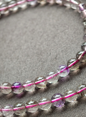 天然水晶超七草莓紫发晶手链佛珠