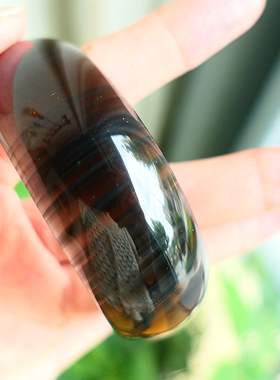 天然冰种黑曜石一物一图手镯