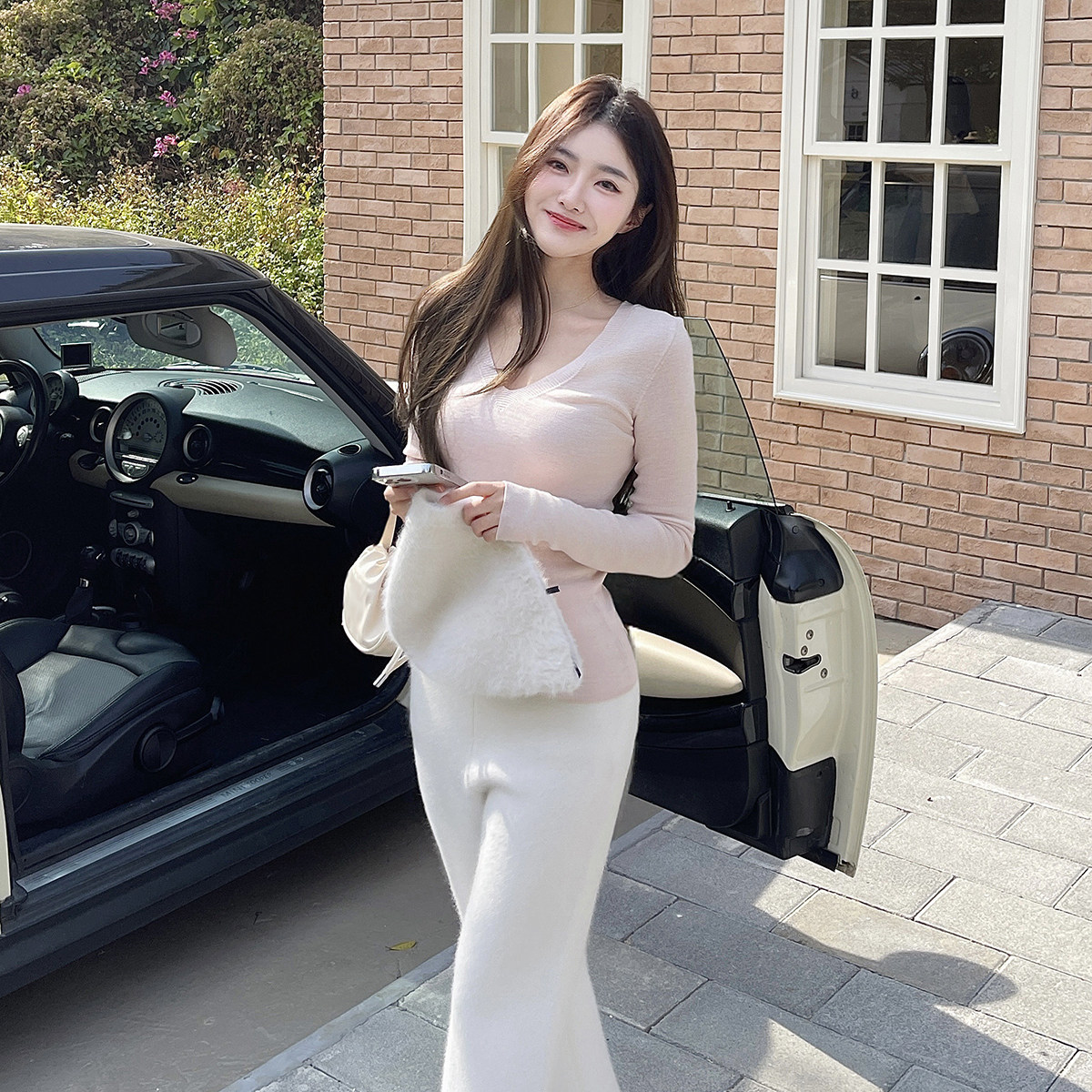 一体机100%羊毛V领针织衫内搭毛衣2025秋冬打底衫修身设计感上衣,淘宝优惠券,粉丝福利购,淘宝优惠卷