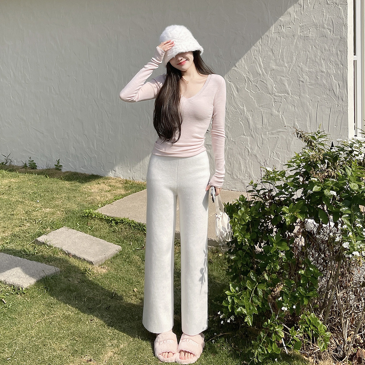 一体机100%羊毛V领针织衫内搭毛衣2025秋冬打底衫修身设计感上衣,淘宝优惠券,粉丝福利购,淘宝优惠卷