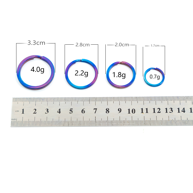 【2个装】钛合金蓝色钥匙圈EDC钥匙扣环快挂挂扣汽车扁圈平圆圈 - 图3
