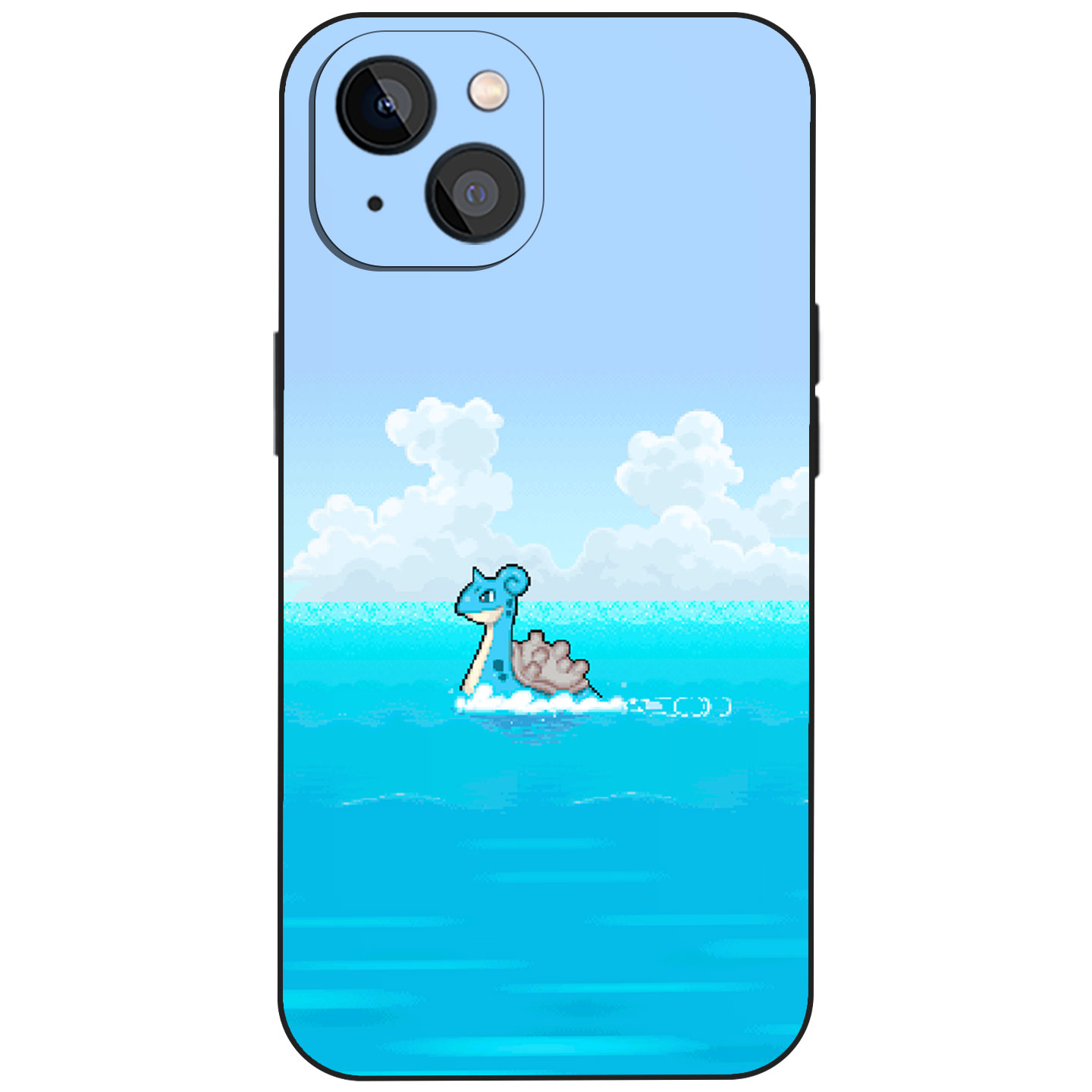 拉普拉斯浅蓝夏日海洋像素清新治愈柔和简约手绘手机壳适用iPhone17苹果16卡通动漫迷磨砂硅胶磁吸防摔保护套