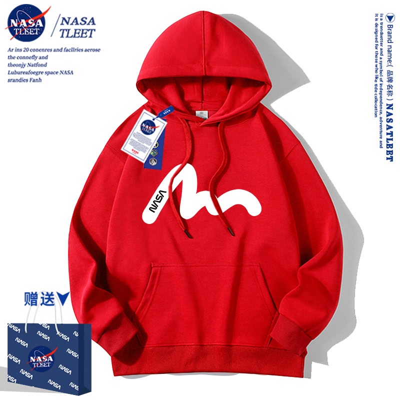 NASA男童连帽卫衣春秋款2024新款潮牌衣服加绒中大童儿童女童春装 - 图3