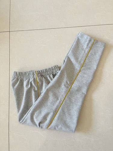 定制中小学生校服裤子浅灰色细边黄杠春秋男女运动裤校裤 - 图3