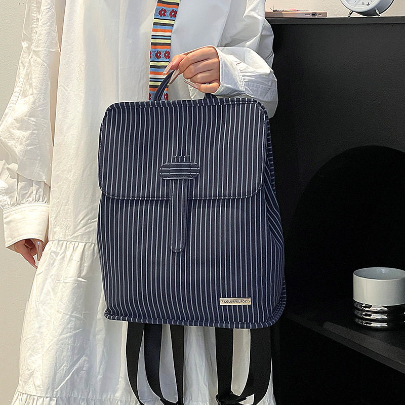 colorful fox女小众感英伦风双肩包通勤出行轻便条纹防水背包,淘宝优惠券,粉丝福利购,淘宝优惠卷