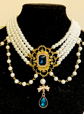 lolita复古项链多层欧式宝石短款