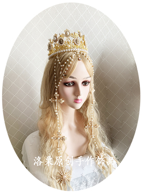 复古美人头像十字架洛丽塔发冠
