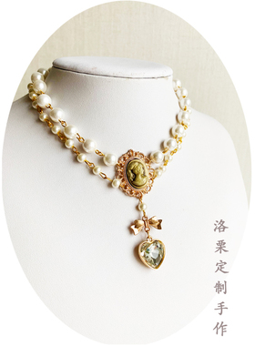 手作风美人图欧式白色日常锁骨链