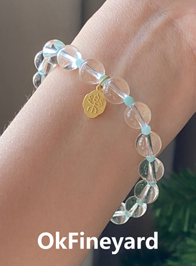 OkFineyard【浮梦】天然AA级白水晶手串女小众设计天河石串珠手链