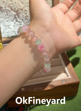 OkFineyard【春和】天然蔷薇石手串女草莓晶串珠手链轻奢小众设计