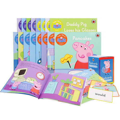 小彼恩图书 点读版 跟着佩奇学高频词 Sight Words with Peppa 20册套装+1盒闪卡 英文原版绘本 毛毛虫点读笔配套书 - 图1