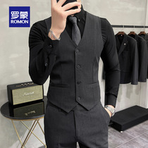 Romon Suit Waistcoat Suit Mens Wedding Bridegroom Tuxedo Business Casual Big Code Work Vest Professional Dress