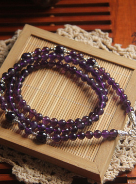 天然泰国佛牌紫色原创纯银项链