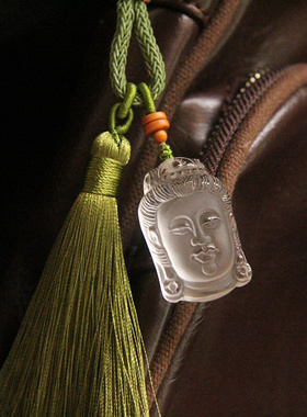 天然白水晶原创观音手工雕刻挂件