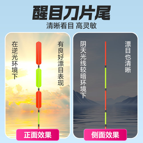 小凤仙加粗醒目刀片尾浮漂抗走水轻口高灵敏十大品牌扁尾鲫鱼漂 - 图0