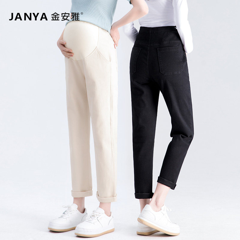 春秋外穿休闲直筒裤烟管孕妇裤子 金安雅孕妇直筒裤