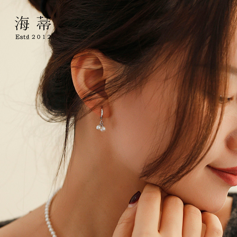 海蒂珠宝 清露 淡水珍珠双珠款耳环女S925银耳饰耳坠礼物定制,淘宝优惠券,粉丝福利购,淘宝优惠卷