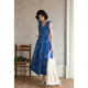 Women's comfortable blue v-neck embroidered sundress