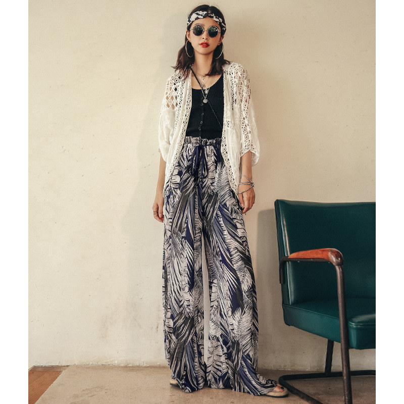 波西米亚民族风雪纺裤裙夏季阔腿裤 弥古休闲裤