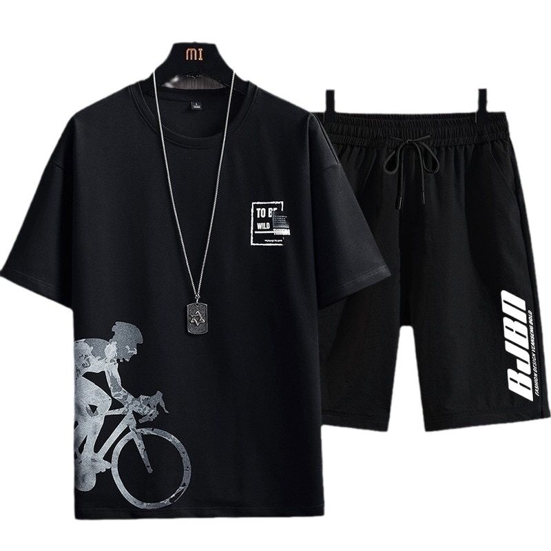 冰丝渐变套装两件套男短袖t恤夏季时尚新款休闲短裤运动帅气男装,淘宝优惠券,粉丝福利购,淘宝优惠卷